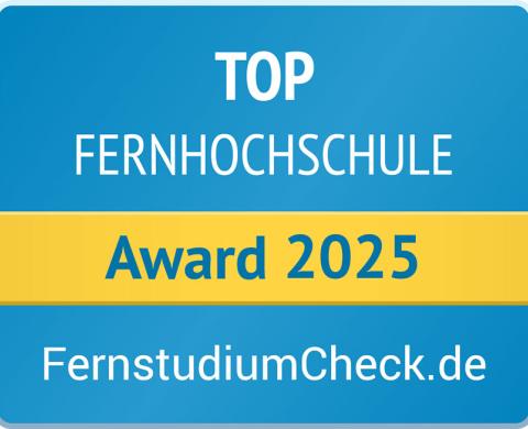 Auszeichnung als Top Fernhochschule 2025 - für die DIPLOMA von fernstudiumcheck.de